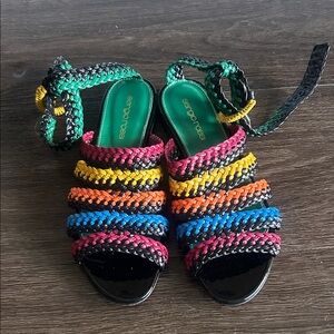 Sergio Rossi Multicolor Braided Leather Sandals size 6.5 (37 EU)